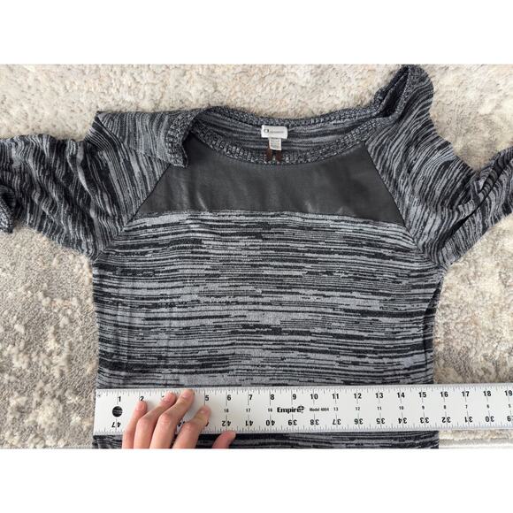 Dynamite Size M Striped Boat Neck Mini Sweater Dress Gray Pockets 3/4 Sleeve - Picture 5 of 8